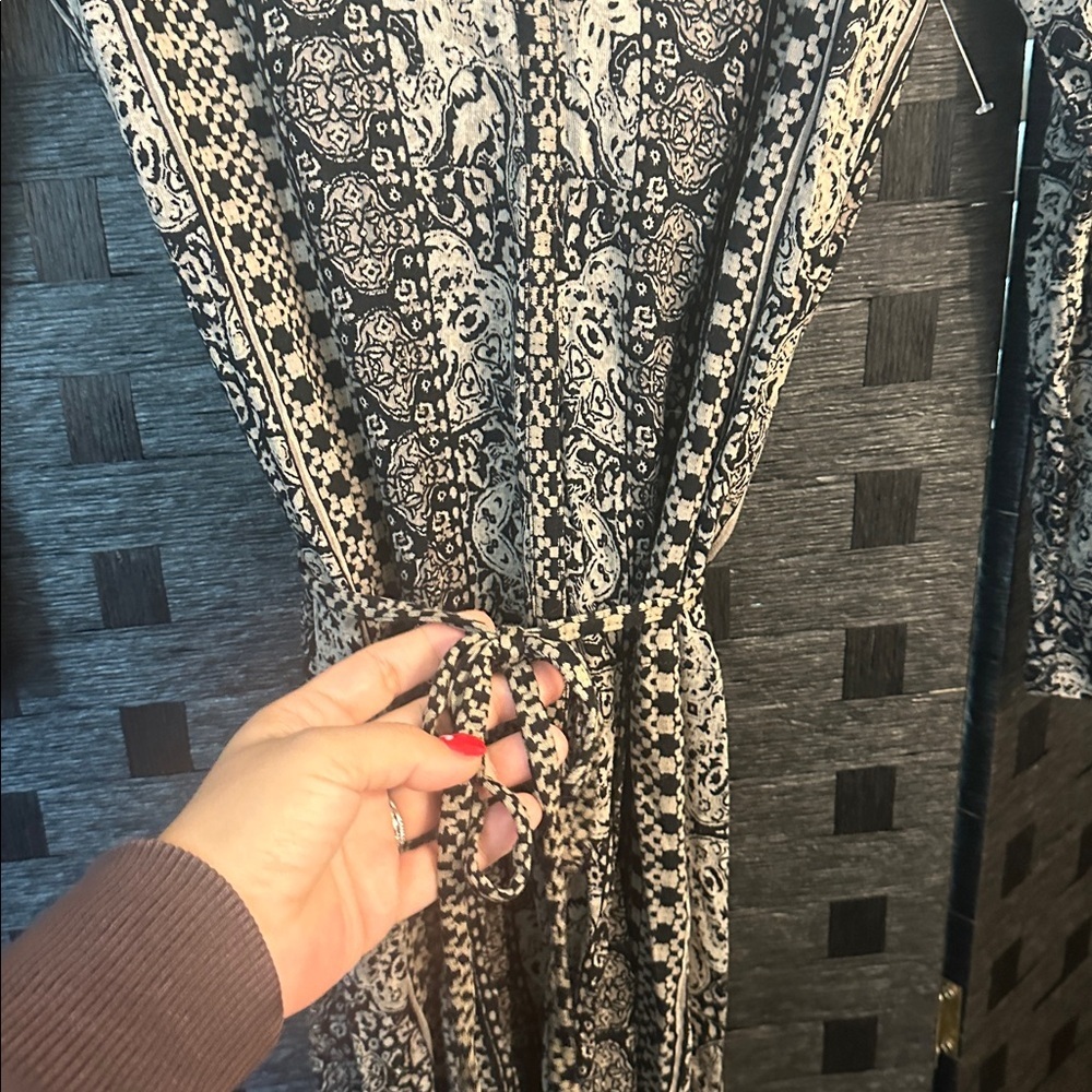 Lucky Brand boho midi dress in black and tan size M EUC - Picture 3 of 4
